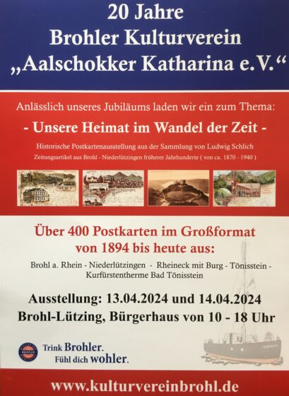 20 Jahre Brohler Kulturverein „Aalschokker Katharina“ – Ausstellung am 13. und 14. April