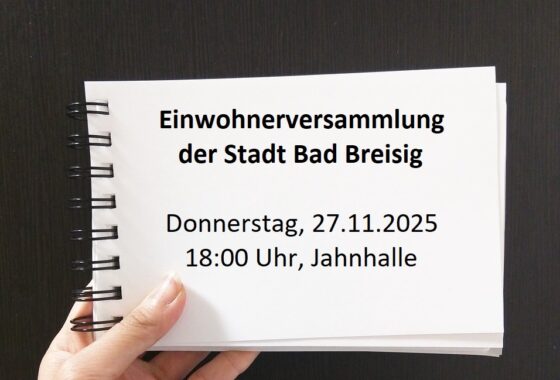 Terminankündigung der Einwohnerversammlung der Stadt Bad Breisig