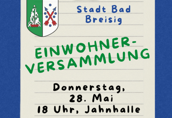 Terminankündigung der Einwohnerversammlung der Stadt Bad Breisig